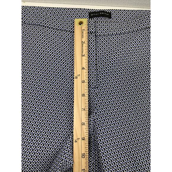 Willi Smith Ankle Pants Womens 12 Stretch Blue Black White‎ Print Capri Slacks - Picture 7 of 9